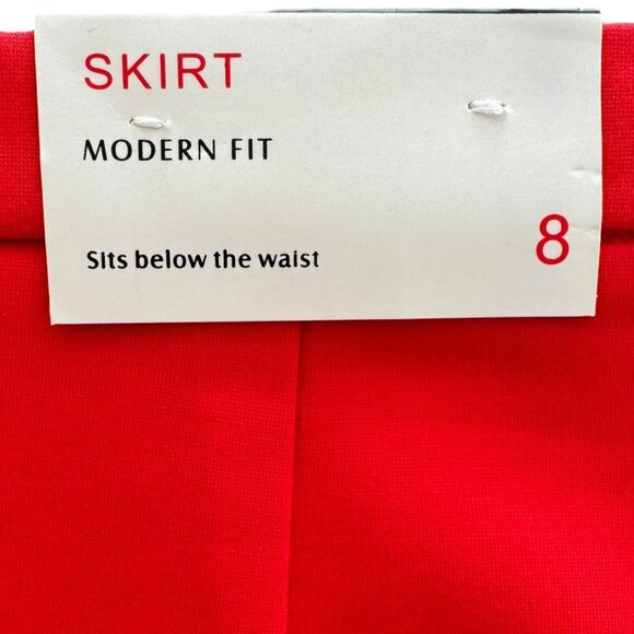 NEW Dalia Collection Red Modern Fit Short Straight Stretch Skirt Low Waist Zip 8 - Picture 7 of 7